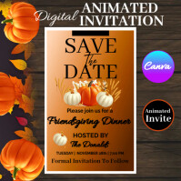 Brązowy Friendsgiving Dinner Invitation Wpis na Instagrama Template