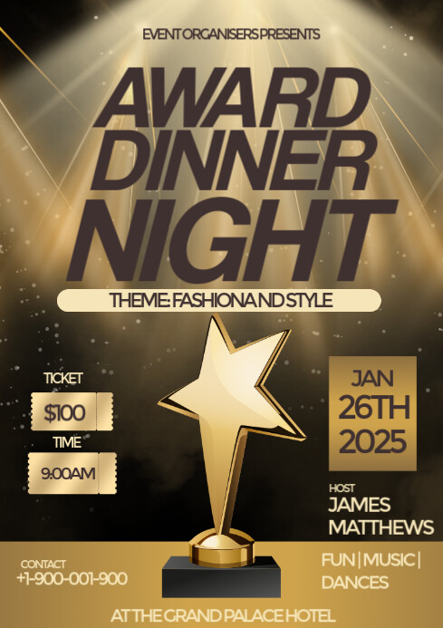 Brown Award Dinner Night Flyer A3 template