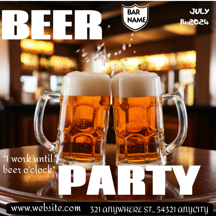 Brown background beer party Instagram Post template