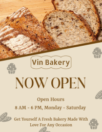 Brown Bakery Shop Hours Sign Flyer template