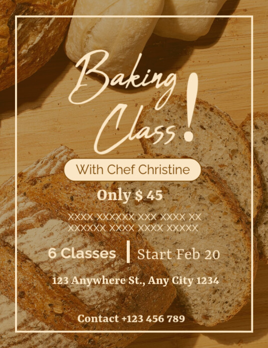 Baking Course Templets Brown Baking Class Pamflet Template | PosterMyWall