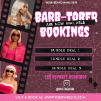 Brown  Barbie Pink October Bundle Flyer – Stylish Barb-tober Booking Template For Beauty Brands Inst Instagram Post