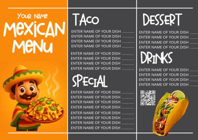 Brown Mexican Menu A5 Template | PosterMyWall