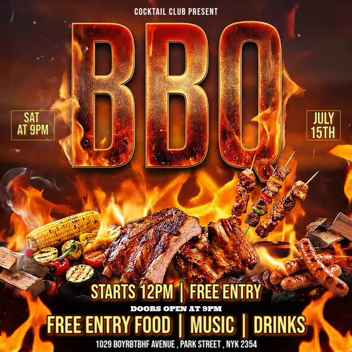 Copy of Brown BBQ Cookout Party Instagram Post Video | PosterMyWall