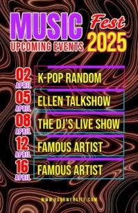 Brown Berbasis Daftar Upcoming Events Music Tabloid template