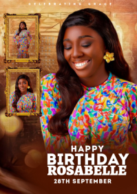 Brown Birthday Celebration A5 template