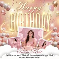 Brown Birthday Celebration Instagram Post template