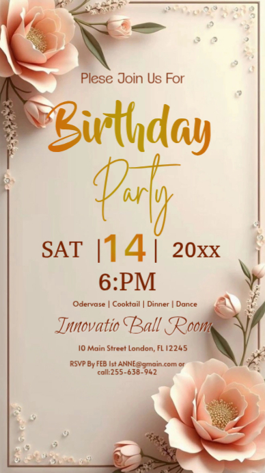 Invation Display Brown birthday party invitation digital display Template | PosterMyWall
