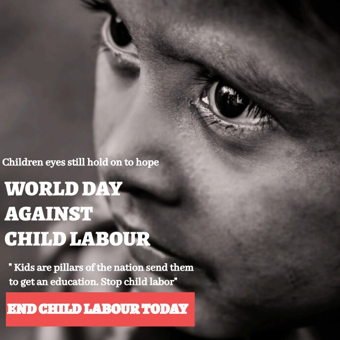 Plantilla de Brown Black World Day Against Child Labour On | PosterMyWall
