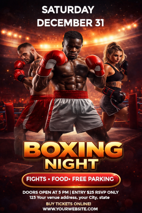 Brown Boxing Event Poster Template | PosterMyWall