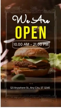 Brown Burger Restaurant Open Sign Reel Instagram template