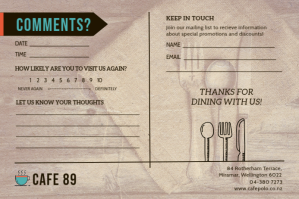 Brown Cafe Comment Card Etiket template