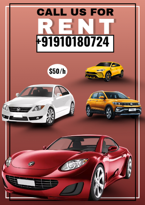 Brown Car Rental A4 Template | PosterMyWall