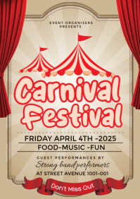Brown Carnival Festival Flyer  A3 template