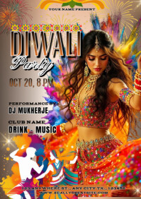 Brown Diwali Party A4 Template