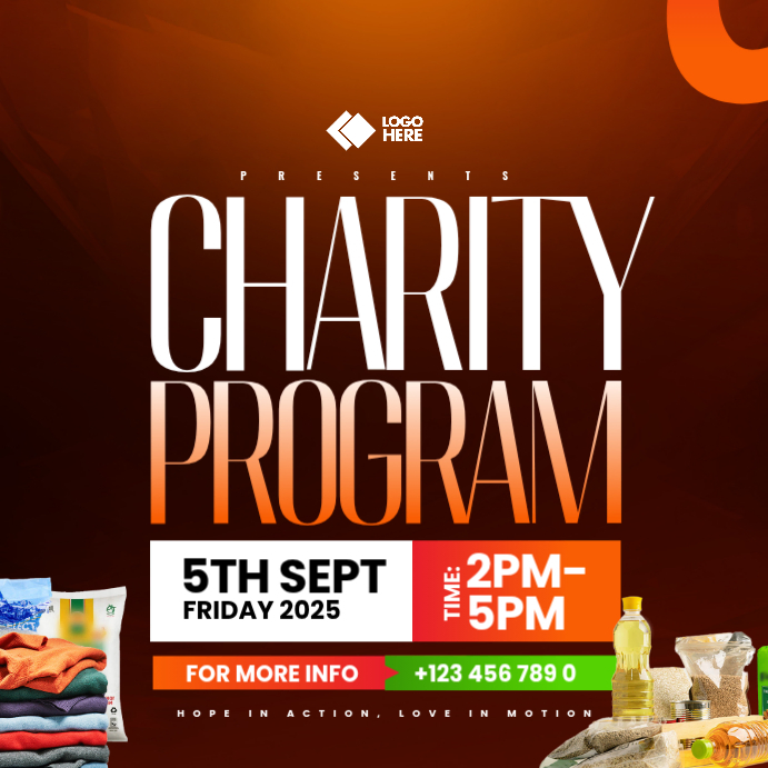 Charity Event Posts Brown Charity Event Instagram Post Template | PosterMyWall