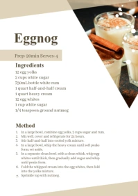 Brown Christmas Eggnog Recipe Card A4 template
