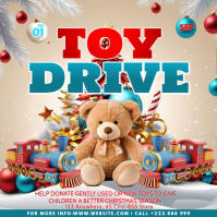 Brown Christmas Toy Drive Instagram Post Wpis na Instagrama template