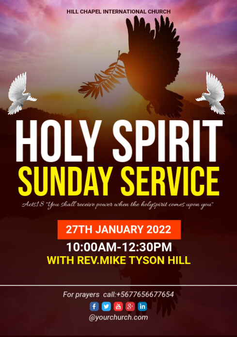 Brown Church Holy Spirit Sunday Service A3 template