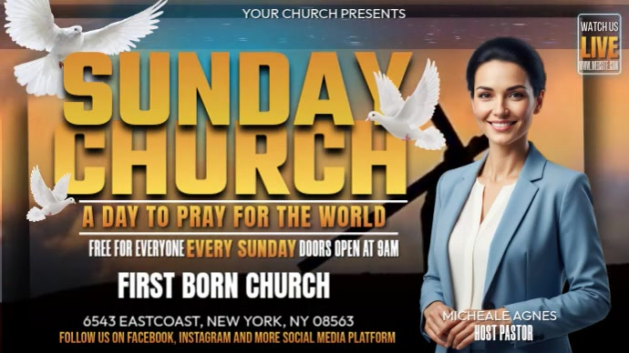 Brown Church Service YouTube Thumbnail Video Template | PosterMyWall
