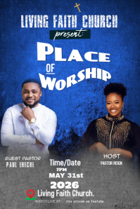 Brown Church Worship Event Pinterest Graphic template