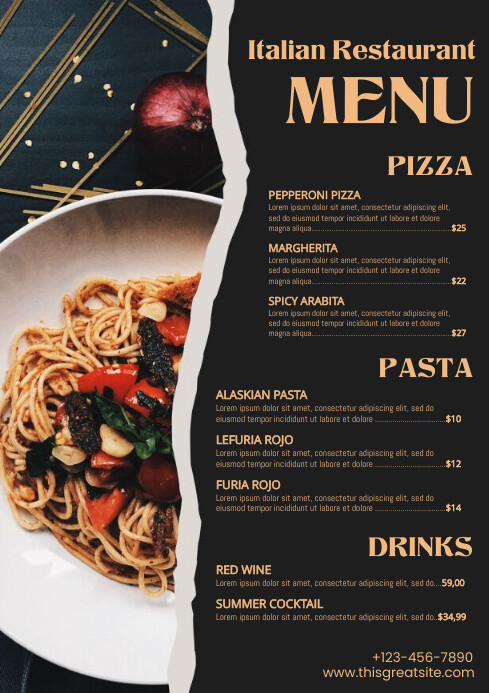 Italian Menu Main Italian Menu Design