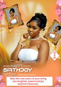 Brown Collage Birthday Temp A4 template