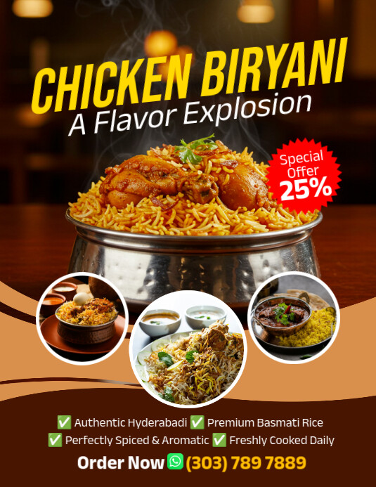 Brown Collage Biryani Flyer (us Letter) template