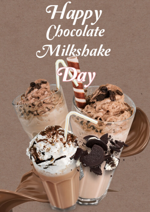 Milkshake Class Layout Brown Collage National Chocolate Milkshake Da Template | PosterMyWall