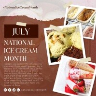Brown Collage National Ice Cream Month Instagram Post template