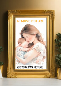 Brown Collage Photo Frame Mockup  A3 template