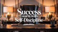 Brown Collage Success Starts With Self-discipline – Motivational Office Quote Poster Digital Display template
