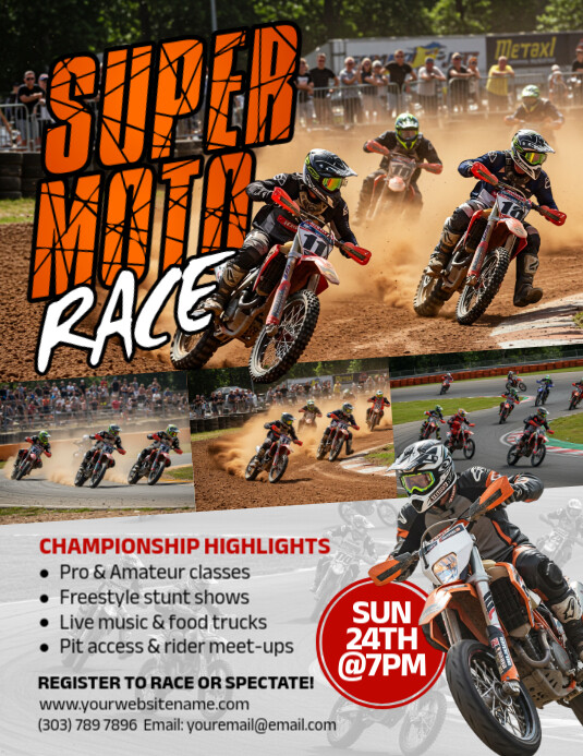 Brown Collage Supermoto Race Flyer (us Letter) template