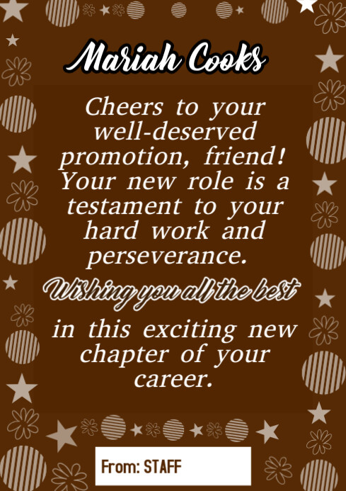 Brown Congratulations On Your Promotion Design A4 Template | PosterMyWall