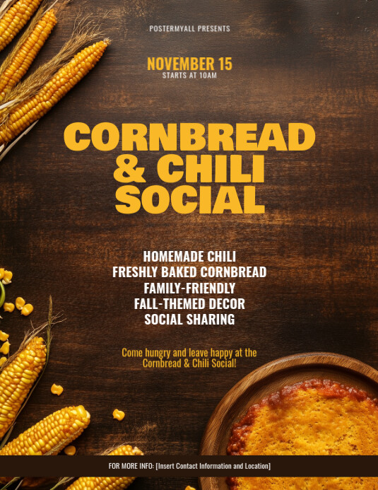 Copia de Brown Cornbread & Chili Social Flyer (us Letter) | PosterMyWall