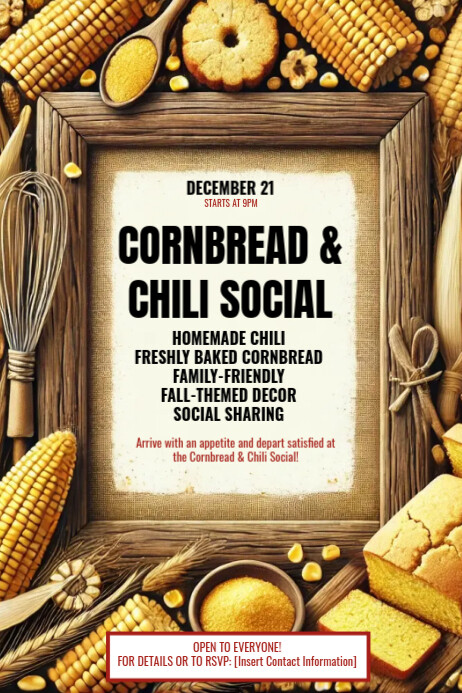 Brown Cornbread & Chili Social Media Poster Template | PosterMyWall