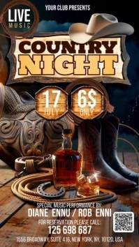 Brown Country Night Digital Display (9:16) template