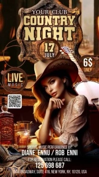 Brown Country Night Digital Display (9:16) template