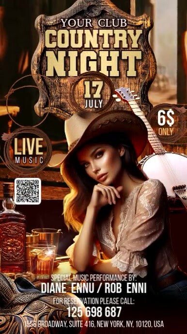 Brown Country Night Digital Display (9:16) template