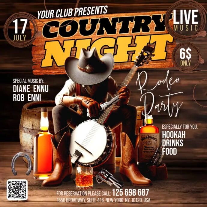 Brown Country Night Square (1:1) template