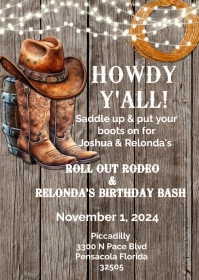 Brown Cowboy Rodeo Invitation A6 template