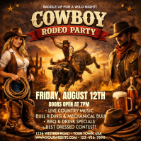 Brown Cowboy Rodeo Party Instagram-opslag Template