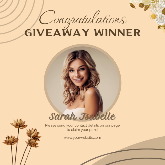 Brown Creative Giveaway Winner Announcement Template | PosterMyWall