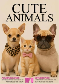 Brown Cute Animals Poster A4 template