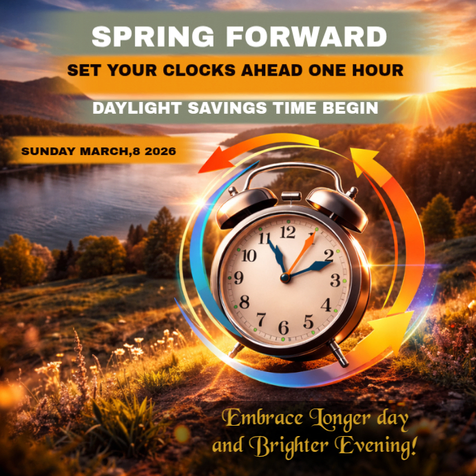 Brown daylight savings time square Template | PosterMyWall