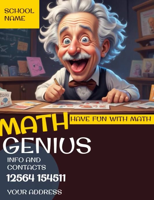 Brown Divertente Learn Math Volantino (us Let 传单(美国信函) template