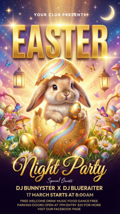 Brown easter night party instagram story Template | PosterMyWall