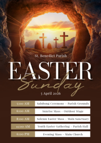 Brown Easter Sunday Celebration A4 template