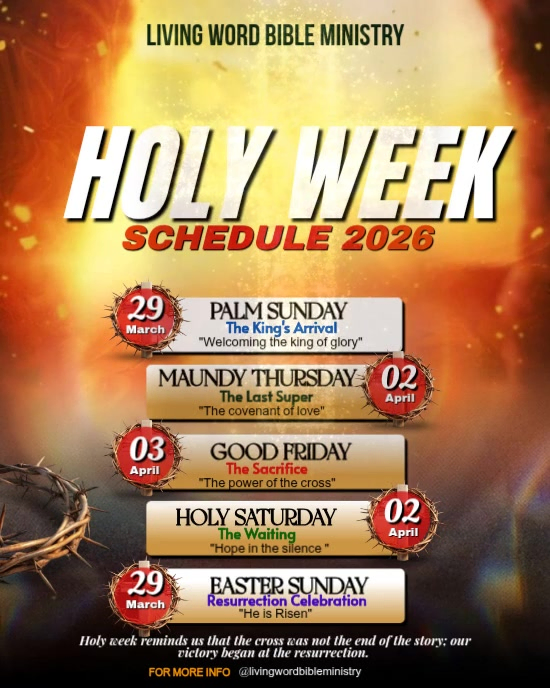 Holy Week Schedule Template | PosterMyWall