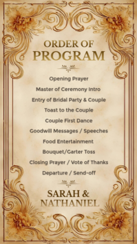 Brown Elegant Gold Wedding Order Of Program Template | Vintage Wedding Ceremony Program Indaba yaku-Instagram